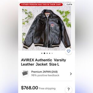 AVIREX Authentic Varsity
Leather Jacket Size M